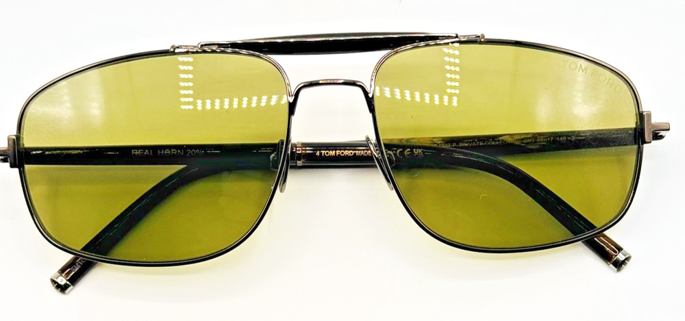 Tom Ford Sunglasses FT1127-P 08N Titanium and Horn Navigator Green Lens 57mm New